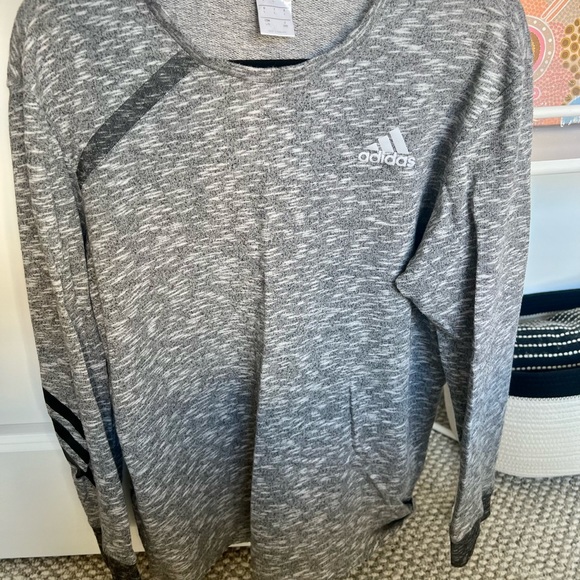 Men’s Adidas Long Sleeve Shirt Salt & Pepper Size Large - Picture 2 of 5